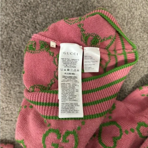 Gucci Pink and Green Sweater Dress